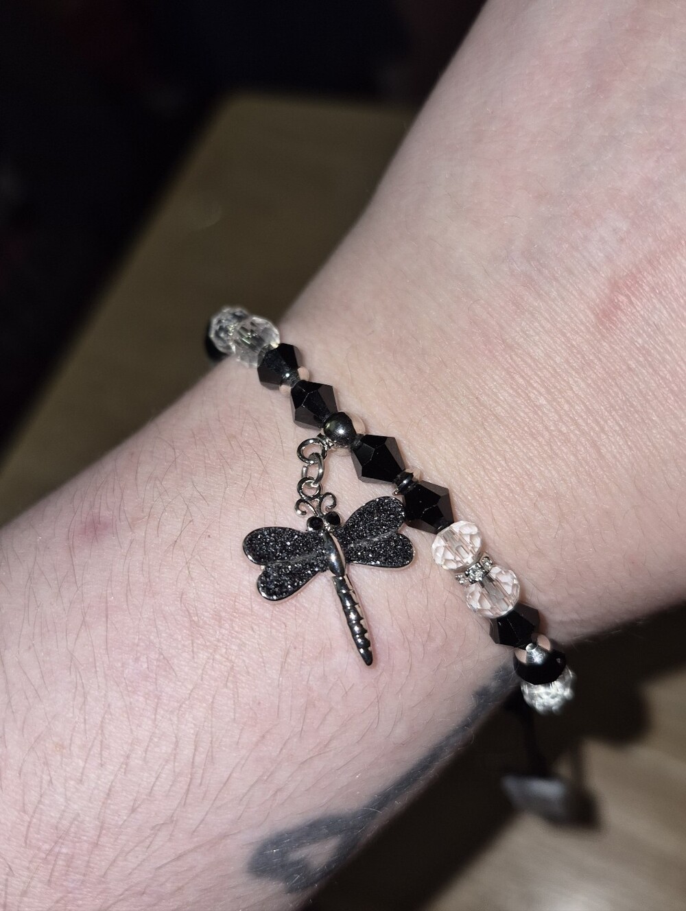 Fifth Avenue Collection Crystal Bead Bracelet With Swarovski Crystal Dragonfly